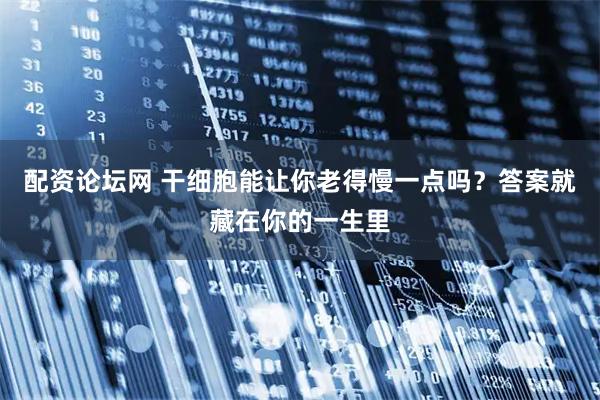 配资论坛网 干细胞能让你老得慢一点吗？答案就藏在你的一生里